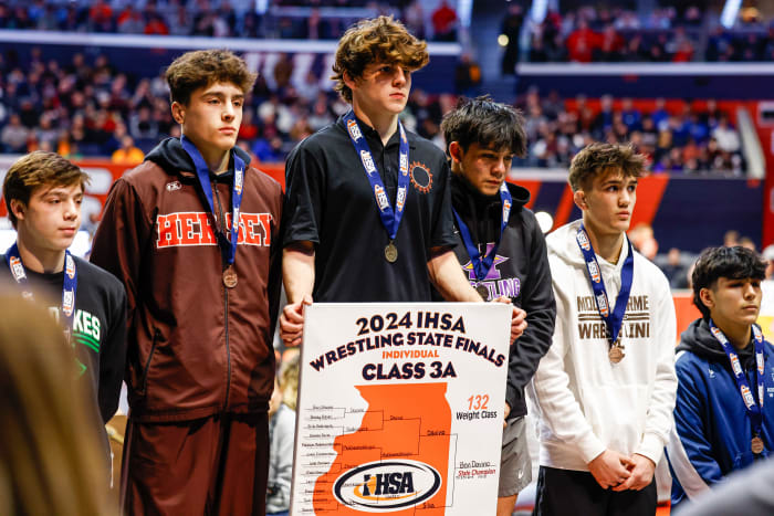 St. Charles East senior wrestler Ben Davino
